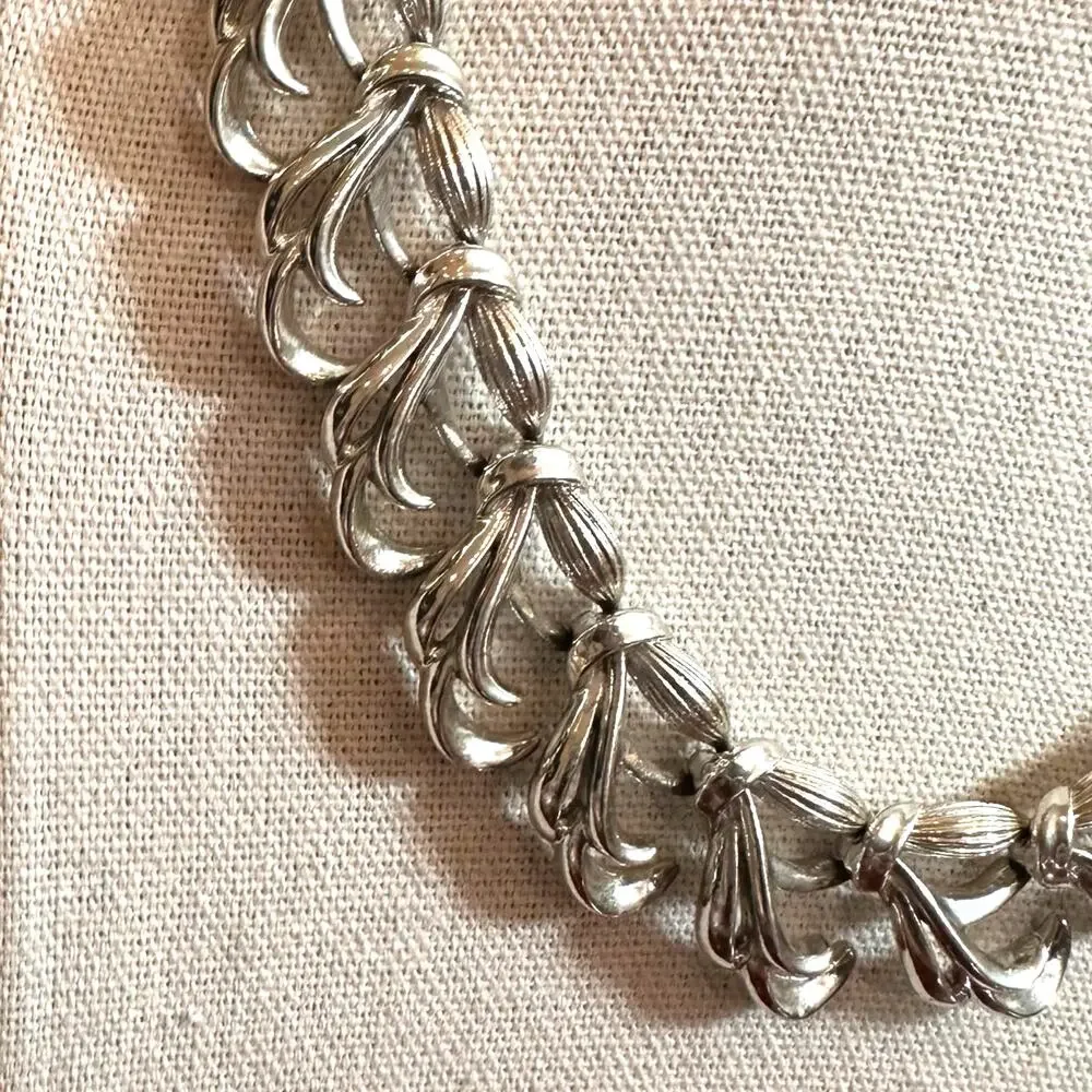 CORO Necklace Vintage Retro Jewelry Silver tone Choker Chunky 13 /12